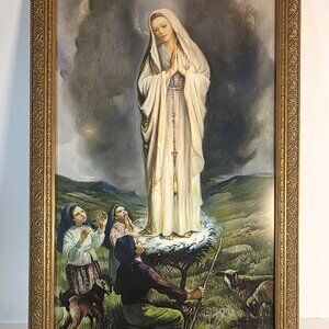 Our Lady of Fatima with Children Framed Religious Art 14"x20"
